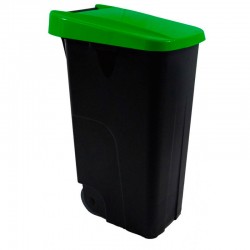 Contenedor basura eco negro tapa verde