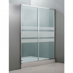 Mampara frontal de ducha cromo serifrafiada 120x195cm Jade