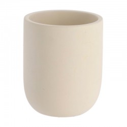 Vaso portacepillos redondo de cemento beige 8x10cm