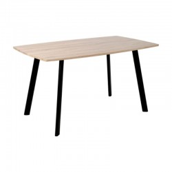 Mesa de comedor de madera con patas de metal negras Santana