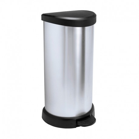 Cubo de basura c/pedal plata 40L Decobin