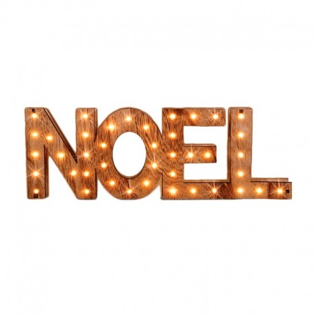 Letras navideñas Noel con luces LED de madera 44cm