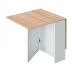 Mesa auxiliar con alas abatibles blanco/roble Fly