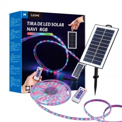 Tira solar LED RGB 5 metros con mando a distancia