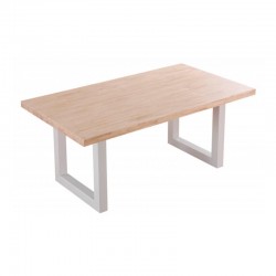 Mesa de comedor fija de madera con patas de metal Loft