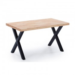 Mesa de comedor fija de madera con patas de metal Loft